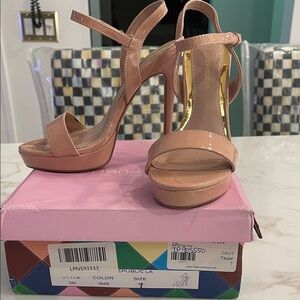 Chinese Laundry Nude Patent Leather Strappy Heels